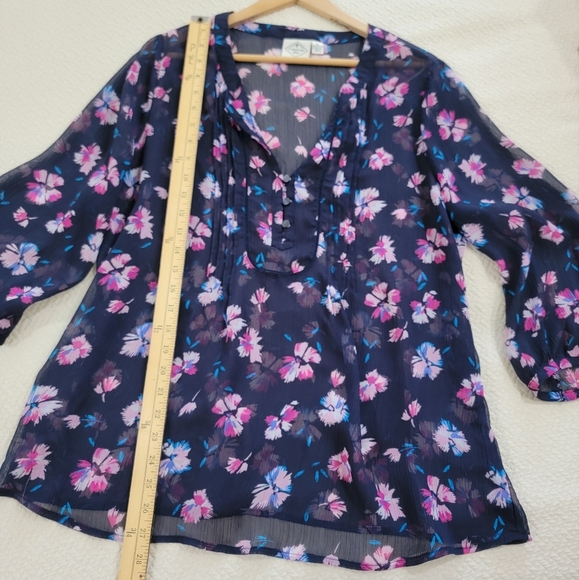 St. John's Bay Floral Sheer Women's Tunic Top Size XL - Picture 9 of 14